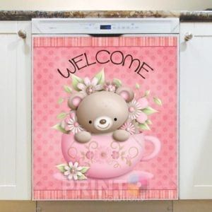 Cute Teacup Teddy Bear - Welcome Dishwasher Sticker