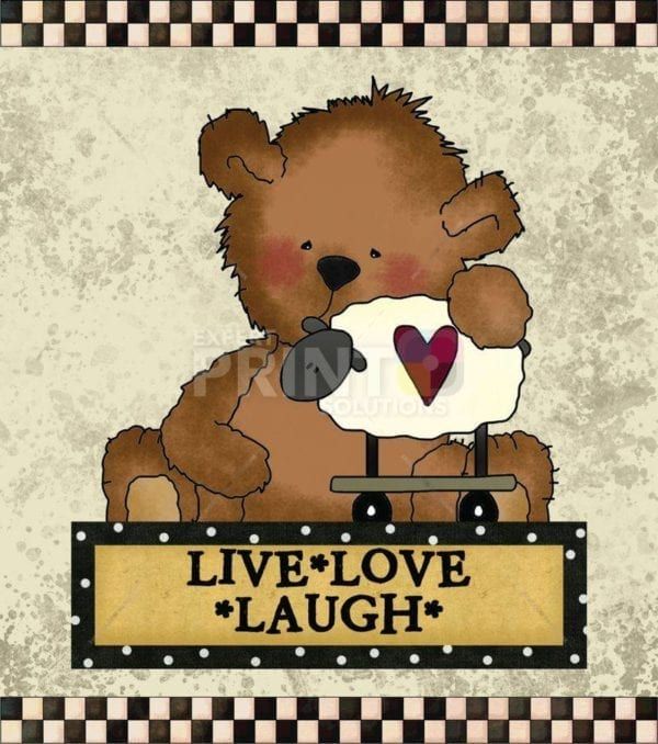 Prim Teddy Bear #1 - Live Love Laugh Dishwasher Sticker