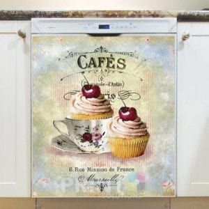 Shabby Chic Design - Cafes 6 rue Mission de France Marseille with Cupcakes and Cherry Dishwasher Sticker
