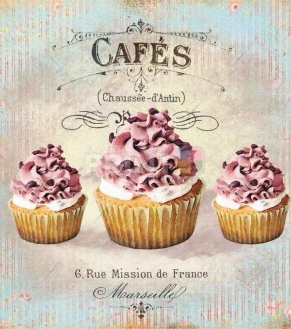 Shabby Chic Design - Cafes 6 rue Mission de France Marseille with Pink Cupcakes Dishwasher Sticker