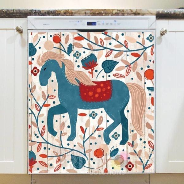 Bohemian Folk Art Horse Dishwasher Sticker