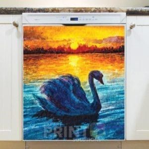 Beautiful Sunset Swan Dishwasher Sticker
