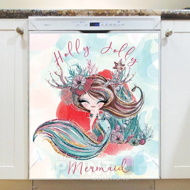 Holly Jolly Mermaid Dishwasher Sticker