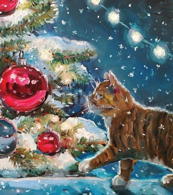 Little Kitten and Christmas Tree #1 Dishwasher Sticker