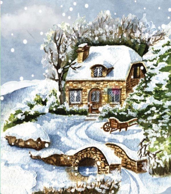 Cottage in the Snowfall Dishwasher Sticker