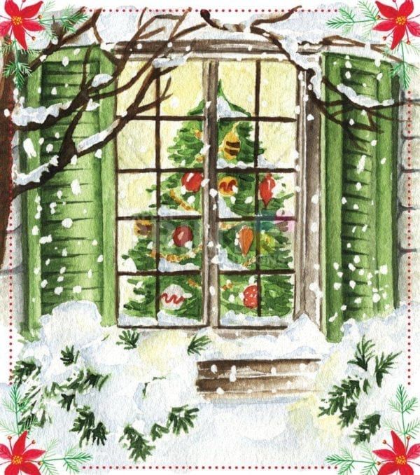Pretty Christmas Window #1 Dishwasher Sticker
