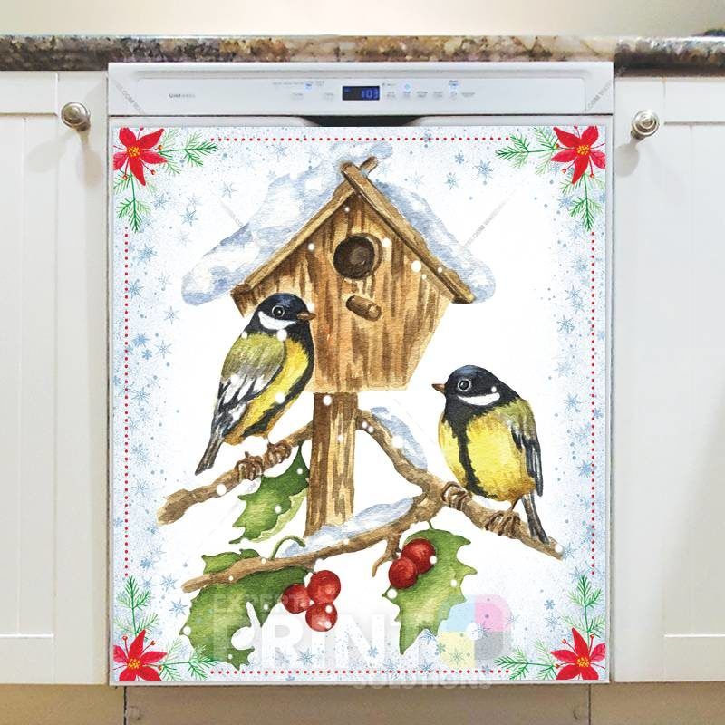 Christmas Birds and Birdhouse Dishwasher Sticker