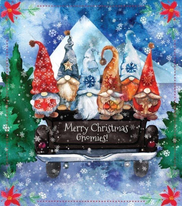 Christmas Gnomes on a Truck - Merry Christmas Gnomies Dishwasher Sticker