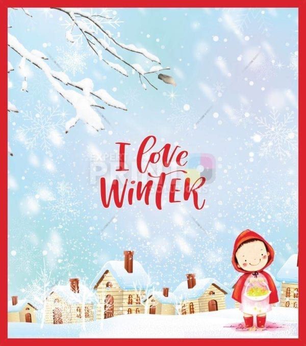 Christmas - Little Girl in Red - I Love Winter Dishwasher Sticker