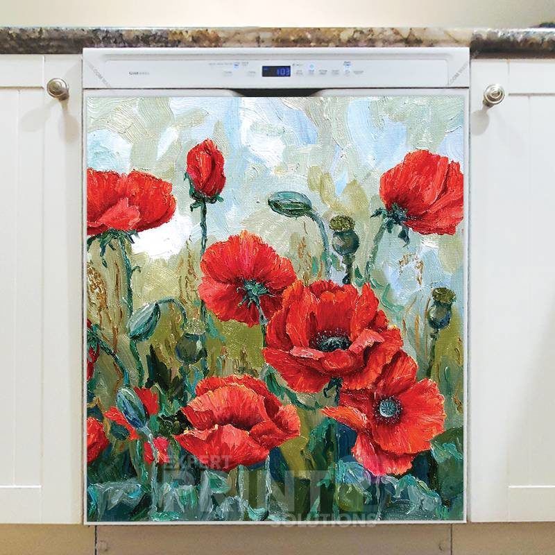 Beautiful Poppies Dishwasher Sticker