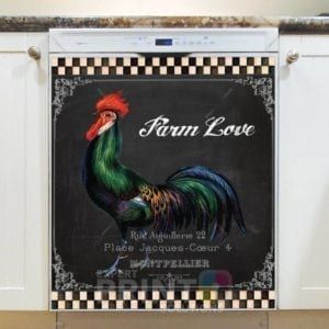 Vintage Farmhouse Rooster #2 - Farm Love Dishwasher Sticker