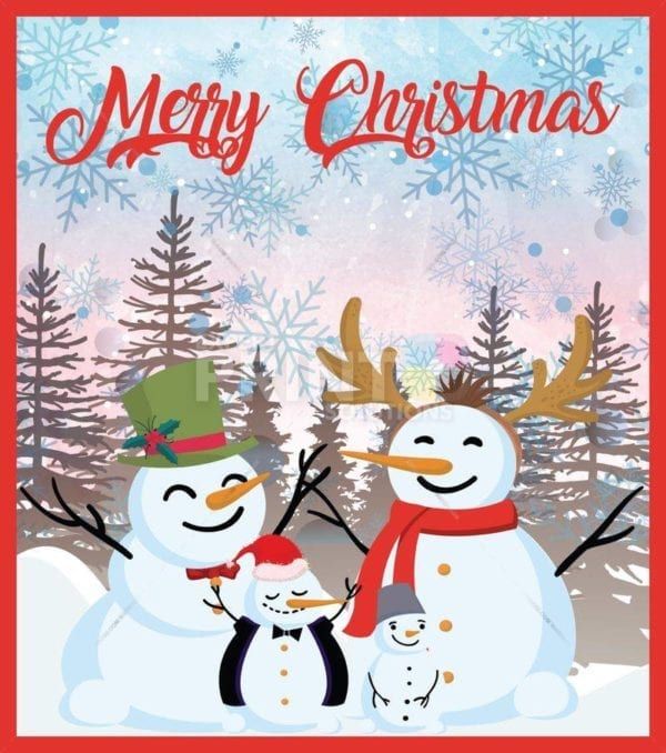 Lovely Snowman Family - Merry Christmas Dishwasher Sticker