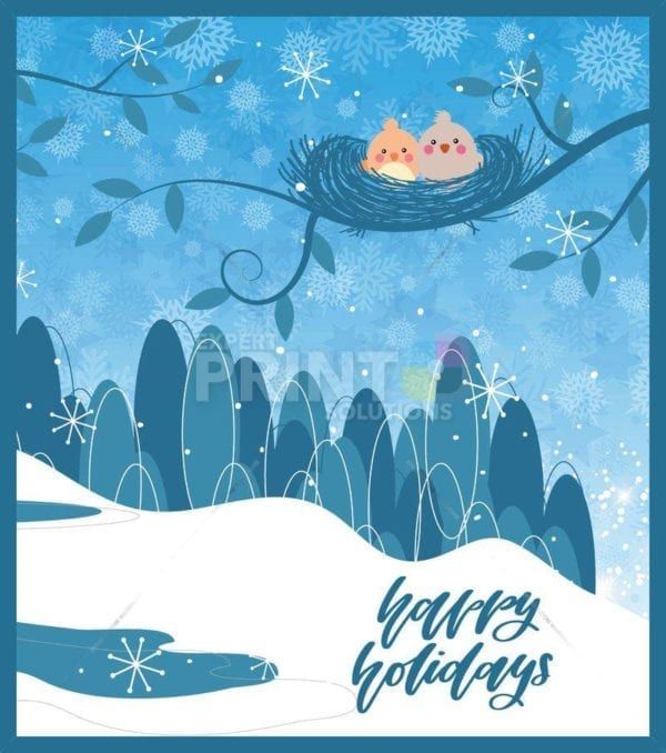 Christmas - Little Birds in the Nest - Happy Holidays Dishwasher Sticker