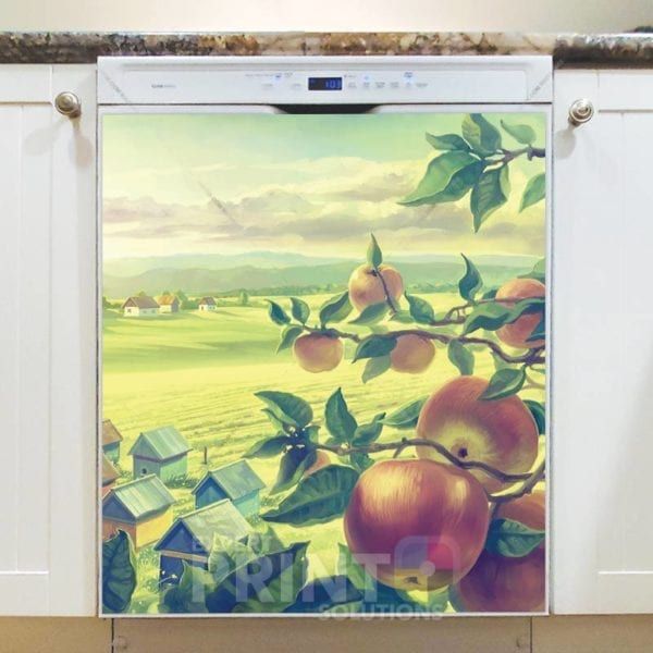 Mountain Side Orchard Over Looking the Village Dishwasher Sticker