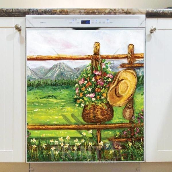 Summer Flower Garden Fence Dishwasher Sticker
