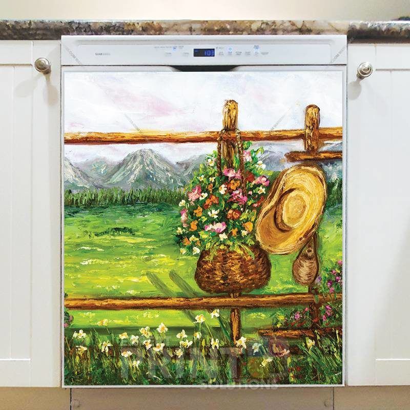 Summer Flower Garden Fence Dishwasher Sticker