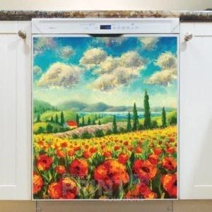Poppy Field in Tuscany Dishwasher Sticker