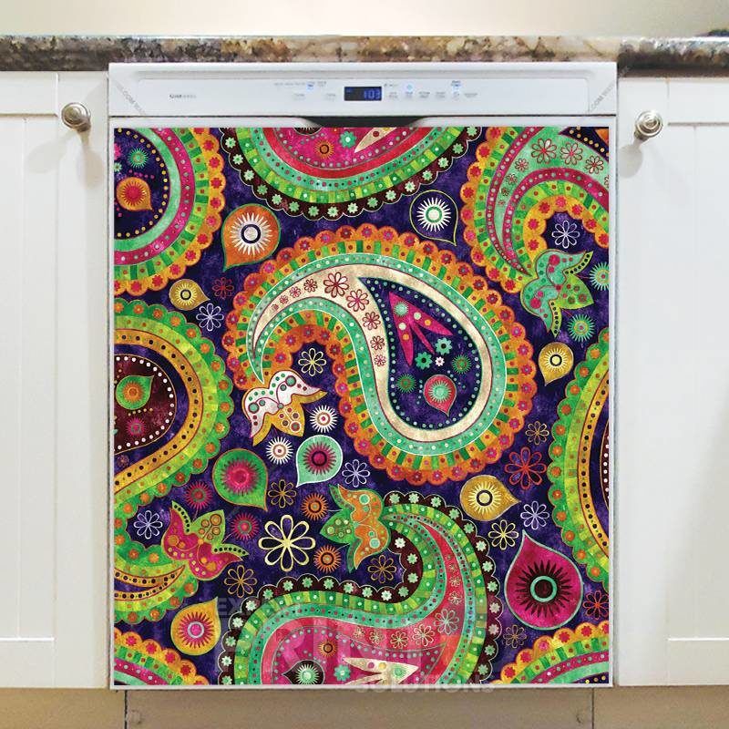 Beautiful Folk Ethnic Native Boho Paisley Design #2 Dishwasher Sticker