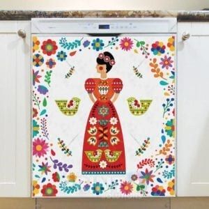 Beautiful Ethnic Native Boho Folk Frida Design #1 Dishwasher Sticker