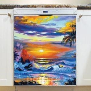 Tropical Sunset over the Sea Dishwasher Sticker