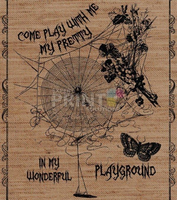 Farmhouse Burlap Pattern - Halloween #1 - Come Play with Me My Pretty in my Wonderful Playground Dishwasher Sticker