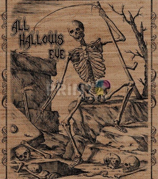 Farmhouse Burlap Pattern - Halloween #2 - All Hallows Eve Dishwasher Sticker