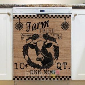 Farmhouse Burlap Pattern - Christmas #6 - Farm Fresh Egg Nog Dishwasher Sticker