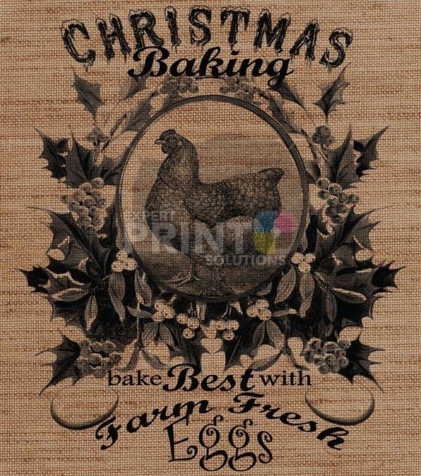 Farmhouse Burlap Pattern - Christmas #7 - Christmas Baking - Bake Best with Farm Fresh Eggs Dishwasher Sticker