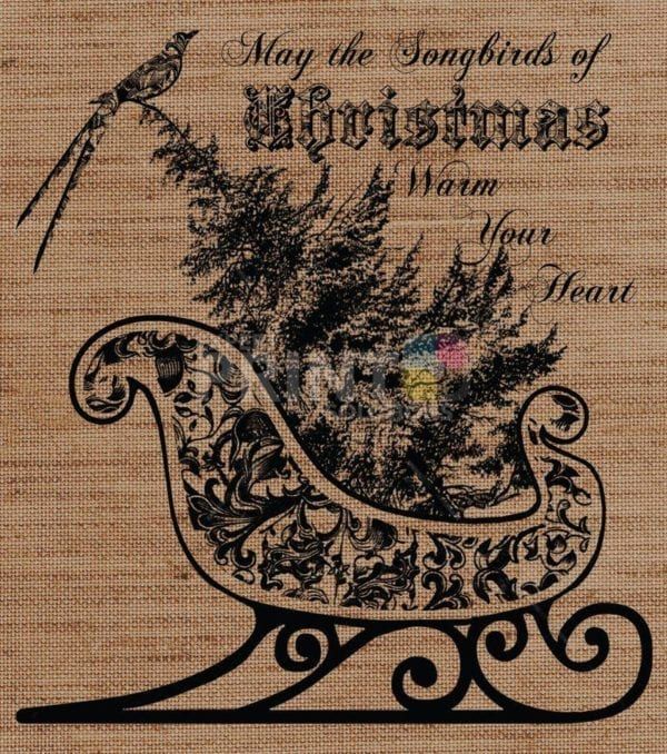 Farmhouse Burlap Pattern - Christmas #8 - May the Songbirds of Christmas Warm Your Heart Dishwasher Sticker
