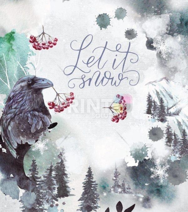 Christmas - Cold Winter Forest #4 - Let it Snow Dishwasher Sticker