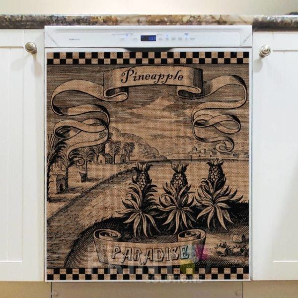 Farmhouse Burlap Pattern - Pineapple Paradise Dishwasher Sticker
