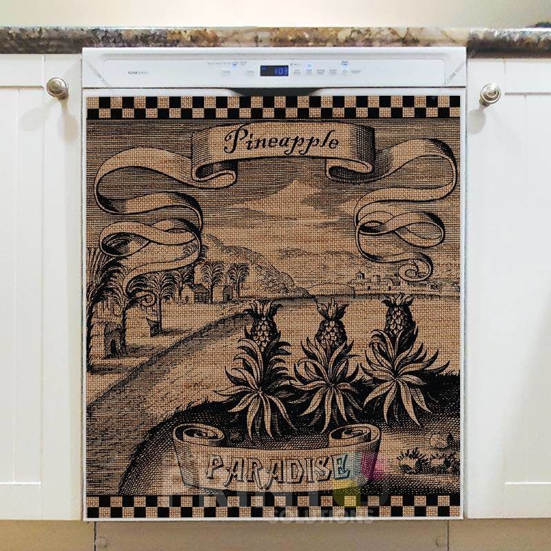 Farmhouse Burlap Pattern - Pineapple Paradise Dishwasher Sticker