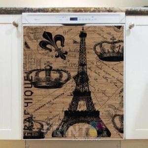 Farmhouse Burlap Pattern - Eiffel Tower and the Crown Dishwasher Sticker