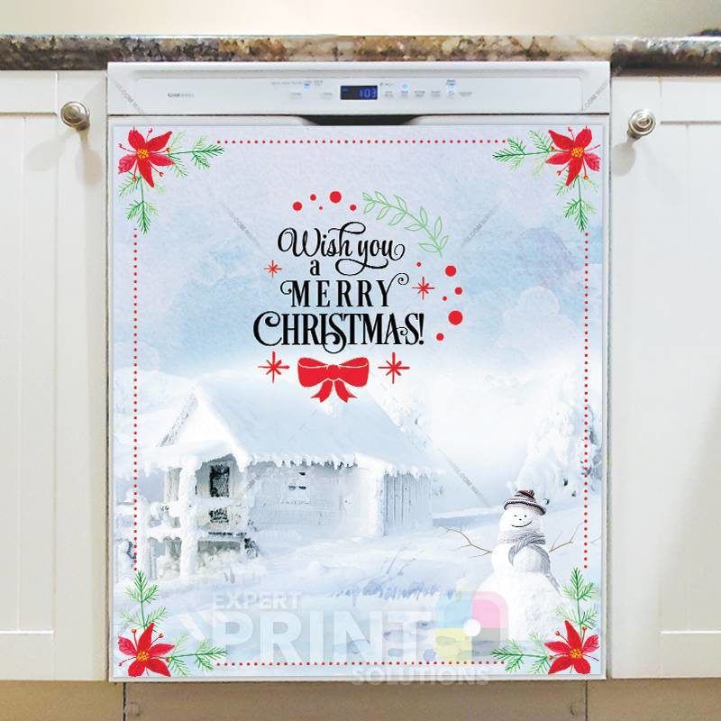 White Christmas - Wish You a Merry Christmas Dishwasher Sticker
