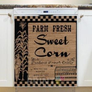 Farmhouse Burlap Pattern - Farm Fresh Sweet Corn Dishwasher Sticker