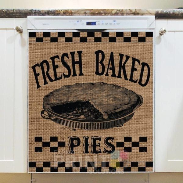 Farmhouse Burlap Pattern - Fresh Baked Pies Dishwasher Sticker