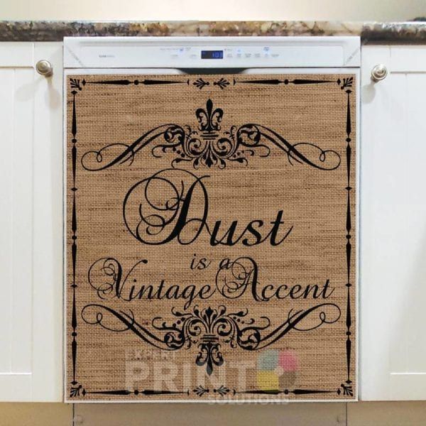 Farmhouse Burlap Pattern - Dust is a Vintage Accent Dishwasher Sticker