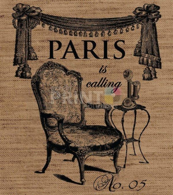 Burlap - Paris is Calling - Chair, Old Phone and Curtain Dishwasher Sticker