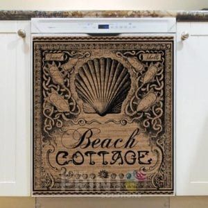 Burlap - Sand and Shells Beach Cottage Dishwasher Sticker