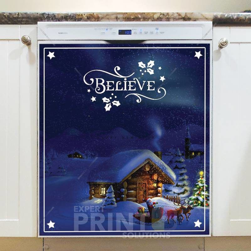 Christmas - Christmas Night - Believe Dishwasher Sticker