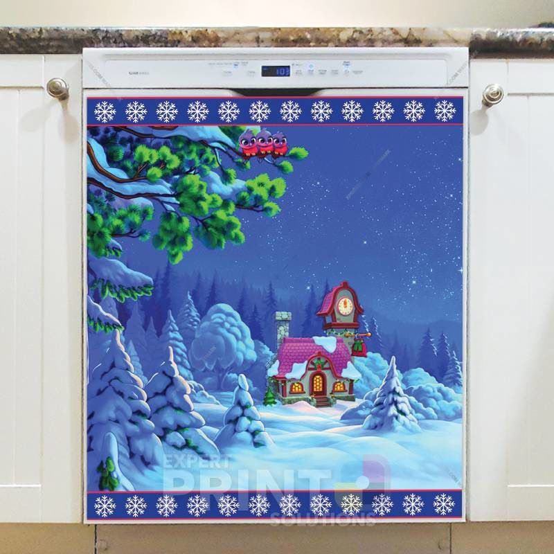 Christmas - Cozy Cottage in the Snow Dishwasher Sticker