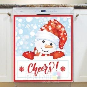 Christmas - Smiling Snowman - Cheers Dishwasher Sticker