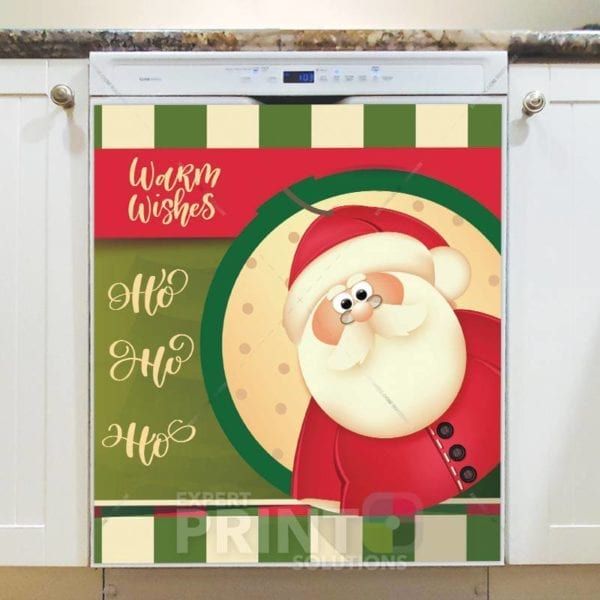 Christmas - Ho-Ho-Ho Cute Santa - Warm Wishes Dishwasher Sticker