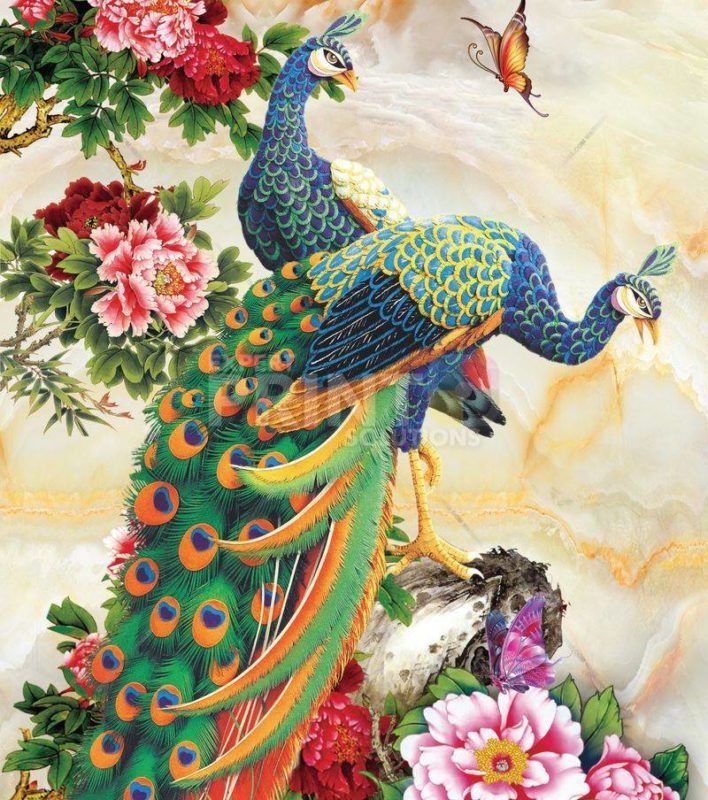 Beautiful Peacock Couple #2 Dishwasher Magnet - Expert Print Solutions