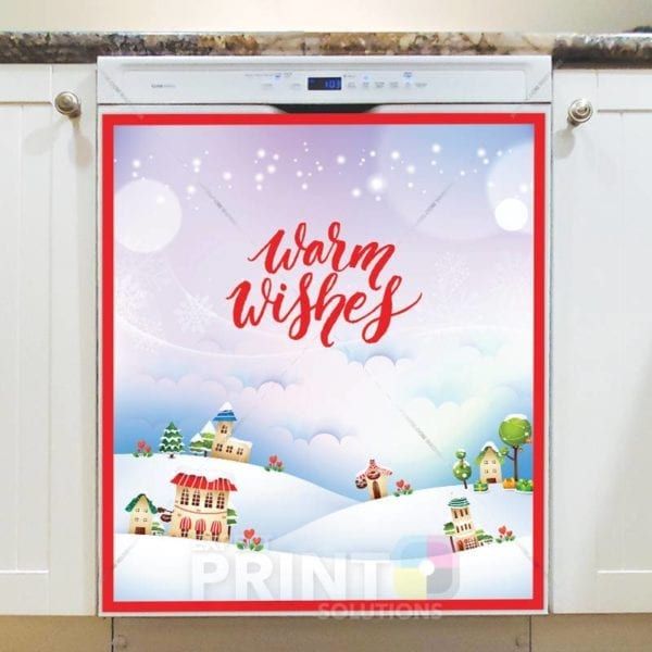 Christmas - Little Colorful Town - Warm Wishes Dishwasher Sticker