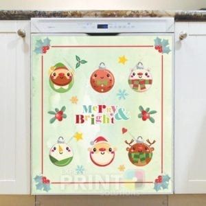 Christmas - Cute Ornaments - Merry and Bright Dishwasher Sticker