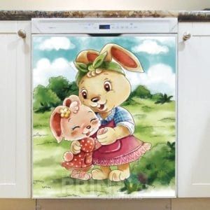 Cute Bunny Mom and Baby Dishwasher Sticker