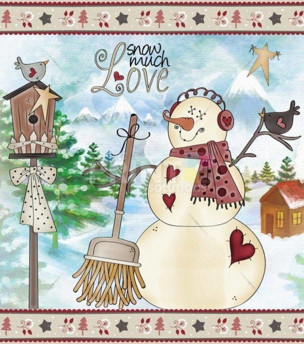 Christmas - Prim Country Christmas #52 - Snow Much Love Dishwasher Sticker