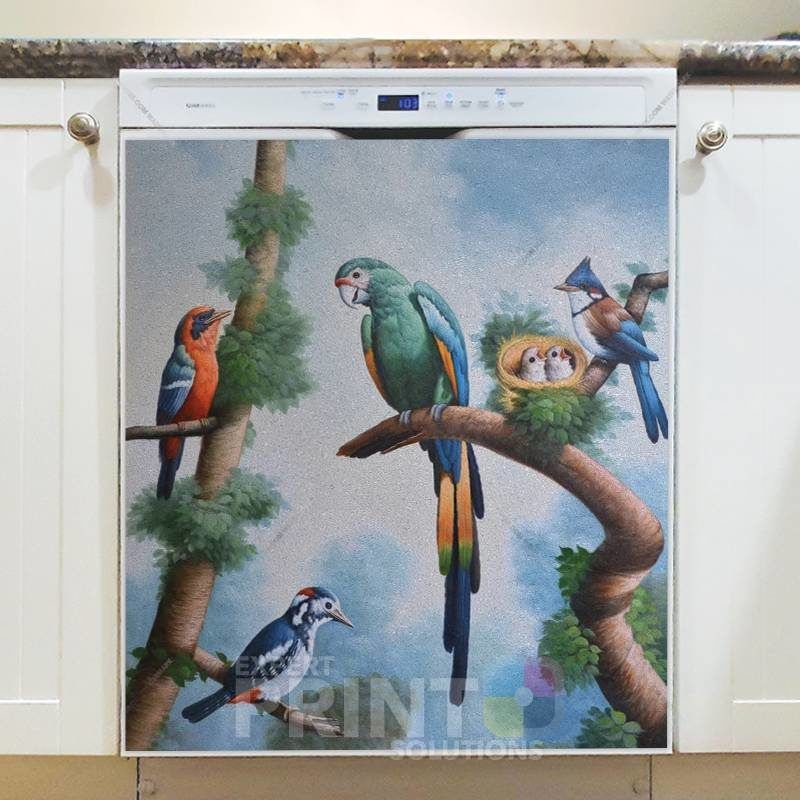 Colorful Summer Birds Dishwasher Sticker