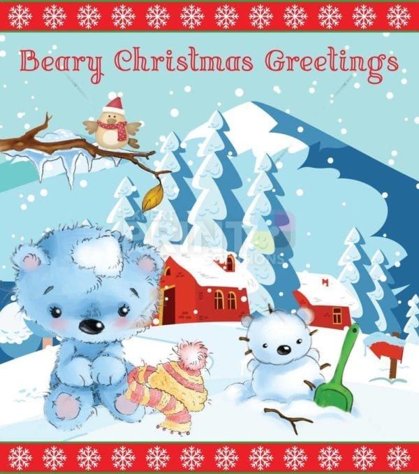 Blue Teddy Bears' Holiday #1 - Beary Christmas Greetings Dishwasher Sticker